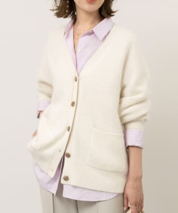 NOLLEY'S(ノーリーズ) 【一部WEB限定カラー】ウール混へアリーVネックカーディガン