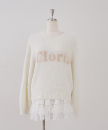 NICE CLAUP / OLIVE des OLIVE OUTLET(ナイスクラップ  / オリーブ デ オリーブ アウトレット) 【ANOTHER BRANCH】ラメフェザーロゴニット
