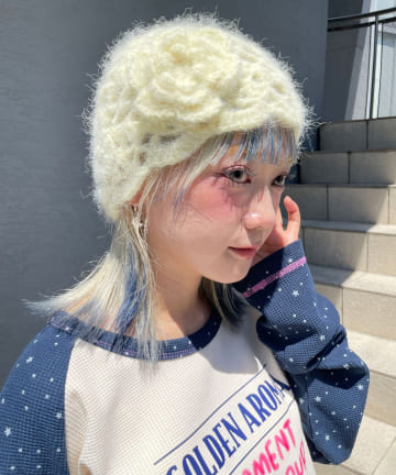 CIAOPANIC(チャオパニック) 【HELLO.SANFRANCISCO/ハローサンフランシスコ】フラワーニットビーニー