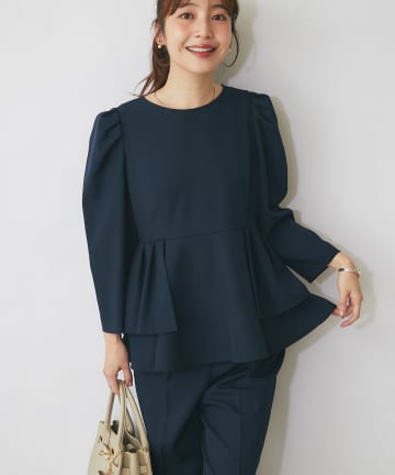 La boutique BonBon(ラブティックボンボン) ツイルペプラムブラウス