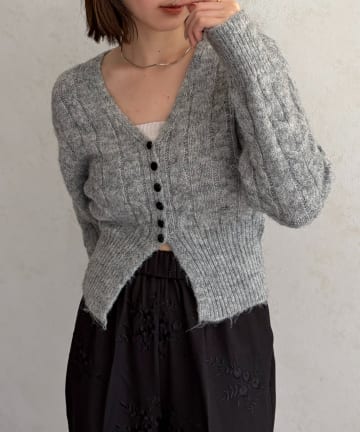 Thevon.(ゼヴォン) ケーブルショートニットカーディガン