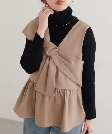 natural couture(ナチュラルクチュール) 〈osono〉ZIP取り外しねじりリボンベスト