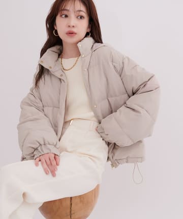 natural couture(ナチュラルクチュール) フード付きショート丈ダウン