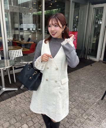 natural couture(ナチュラルクチュール) 〈canami〉ツイードVネックジャンスカ