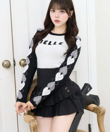 Belle Charme(ベルシャルム) Heart Argyle Logo Knit