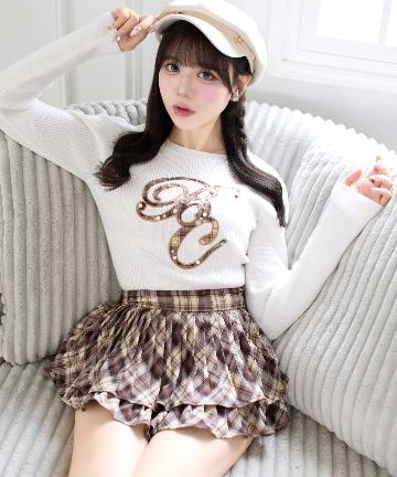 Belle Charme(ベルシャルム) Check BC Logo Knit