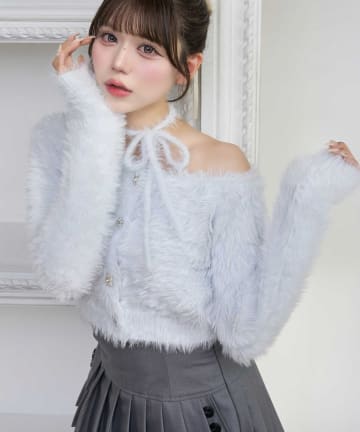 Belle Charme(ベルシャルム) Feather One-Shoulder Knit