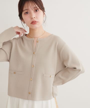 natural couture(ナチュラルクチュール) オリジナルデザイン釦ショートカーディガン
