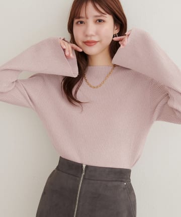 natural couture(ナチュラルクチュール) 袖フレアラメリブニット