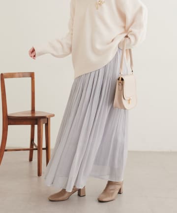 natural couture(ナチュラルクチュール) ラメ楊柳ギャザースカート