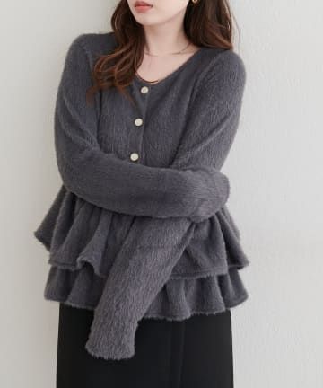 natural couture(ナチュラルクチュール) フェザーカットペプラムカーディガン