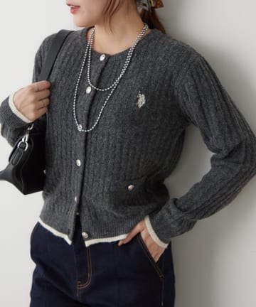 Remind me and forever(リマインドミーアンドフォーエバー) 【US. POLO ASSN.】配色ラインケーブルクルーカーデ