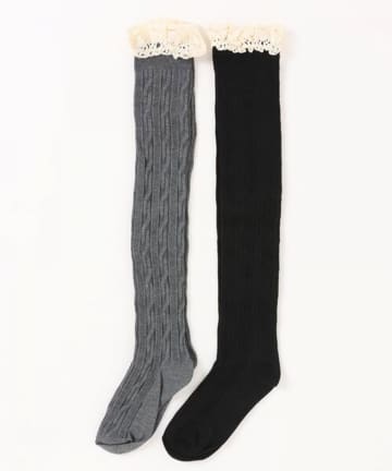 NICE CLAUP / OLIVE des OLIVE OUTLET(ナイスクラップ  / オリーブ デ オリーブ アウトレット) 【RMAF】レースハイソクッス2足セット