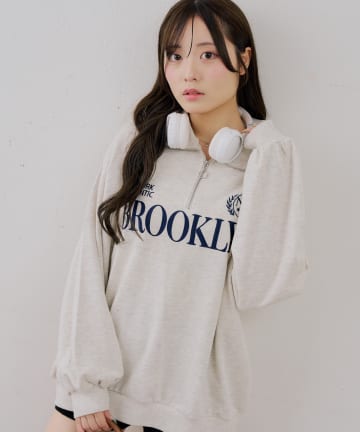 NICE CLAUP / OLIVE des OLIVE OUTLET(ナイスクラップ  / オリーブ デ オリーブ アウトレット) 【ANOTHER BRANCH】ハーフZIPロゴスエット