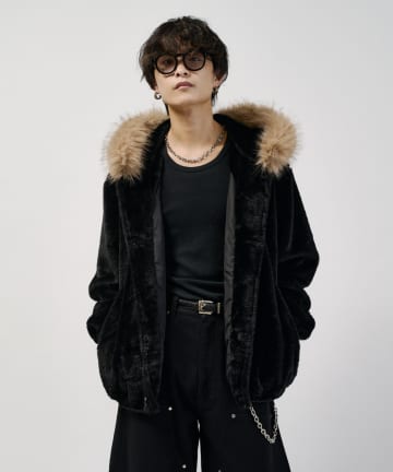 Lui's(ルイス) 【WEB限定】ボアフーデッドブルゾン
