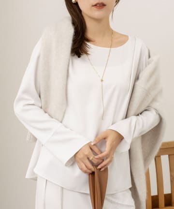 NOLLEY'S(ノーリーズ) 《セットアップ対応》ウォッシャブルサテンドレープブラウス