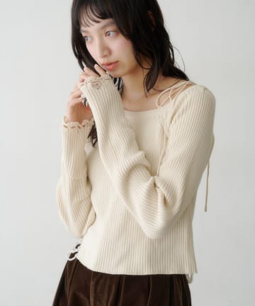 Kastane(カスタネ) 【10.10(土)12:00発売/5色展開/WEB限定】ダメージリブニットプルオーバー