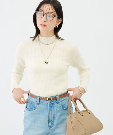 NOLLEY'S(ノーリーズ) 《手洗い可能》ワイドリブハイネックプルオーバー