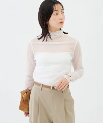 NOLLEY'S(ノーリーズ) ウォッシャブルシアーオーガンジータートルネック