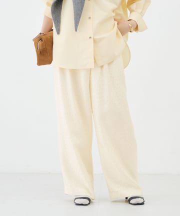 NOLLEY'S(ノーリーズ) ウォッシャブルサテンカットジャガードドットパンツ