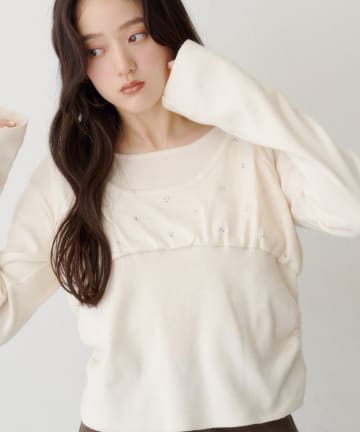 Kastane(カスタネ) 【10.15(木)11:00発売】ビジュービスチェレイヤードニット