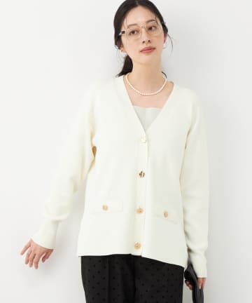 NOLLEY'S(ノーリーズ) 《手洗い可能》スムース編みVネックカーディガン