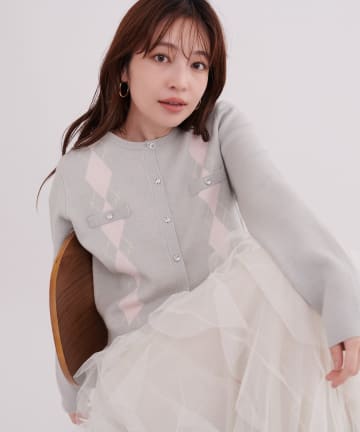 natural couture(ナチュラルクチュール) アーガイル柄ショート丈ニット