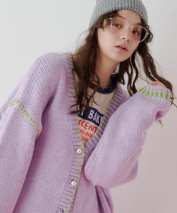 CIAOPANIC TYPY(チャオパニックティピー) 【26Winter展示会 出展商品】【HELLO.SANFRANCISCO】パールボタンステッチオーバーニット