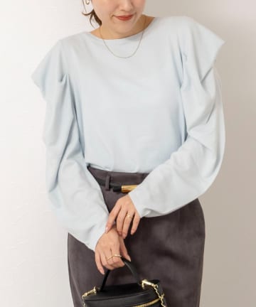 NOLLEY'S(ノーリーズ) 【WEB限定】《手洗い可能》タックドレープスリーブニット