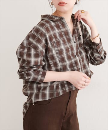 NICE CLAUP / OLIVE des OLIVE OUTLET(ナイスクラップ  / オリーブ デ オリーブ アウトレット) 【natural couture】便利なマルチWAYチェックシャツ