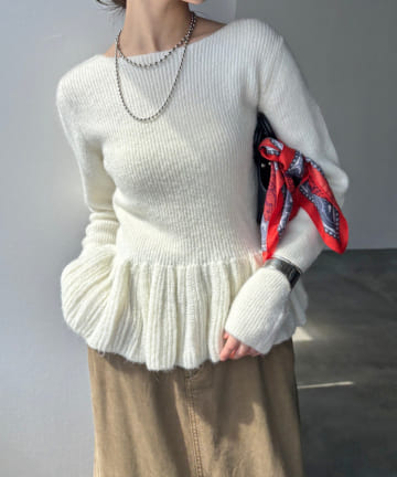 DOUDOU(ドゥドゥ) ペプラムモヘアプルオーバー