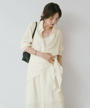 OUTLET(アウトレット) 【RIVE DROITE】ストール付ロングシャツワンピース
