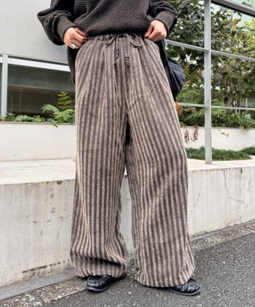 CIAOPANIC TYPY(チャオパニックティピー) 【UNISEX】【ウエストゴムで楽ちん】ストライプイージーパンツ