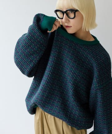 CIAOPANIC TYPY(チャオパニックティピー) 【UNISEX】クルーネックミックスヤーンカラーニット
