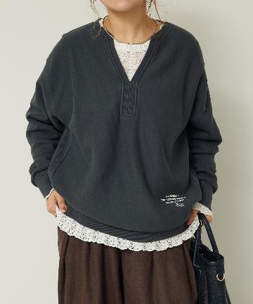 PUAL CE CIN(ピュアルセシン) 【セットアップ可能】キーネック裏起毛スウェット