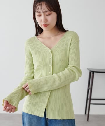 OUTLET(アウトレット) 【Discoat】ピコ刺繍リブカーディガン