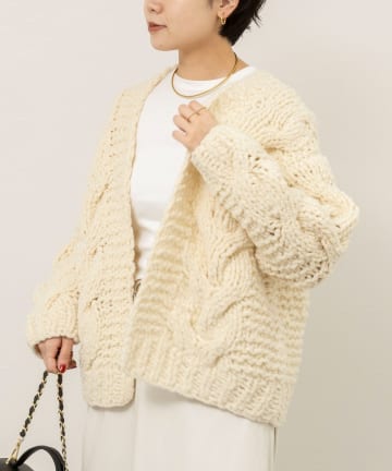 NOLLEY'S(ノーリーズ) 【IRONING/アイロニング】cable rough cardigan