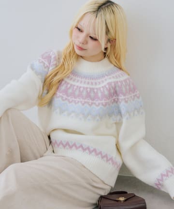 NICE CLAUP / OLIVE des OLIVE OUTLET(ナイスクラップ  / オリーブ デ オリーブ アウトレット) 【ANOTHER BRANCH】ノルディック柄ニット