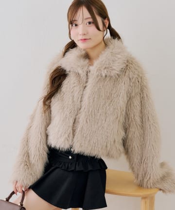 NICE CLAUP / OLIVE des OLIVE OUTLET(ナイスクラップ  / オリーブ デ オリーブ アウトレット) 【ANOTHER BRANCH】キラキラフェイクファファースタンドブルゾン