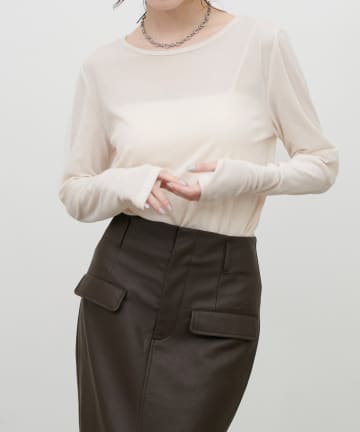 NICE CLAUP / OLIVE des OLIVE OUTLET(ナイスクラップ  / オリーブ デ オリーブ アウトレット) 【LARUTA】長袖シアーとろもちベロアプルオーバー
