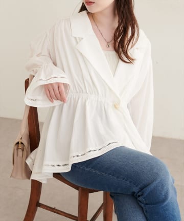 NICE CLAUP / OLIVE des OLIVE OUTLET(ナイスクラップ  / オリーブ デ オリーブ アウトレット) 【natural couture】衿付きラップペプラムチュニック