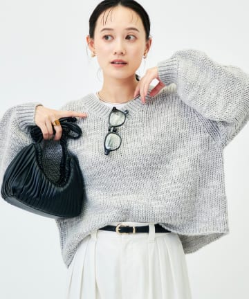 NOLLEY'S(ノーリーズ) 《手洗い可能》スラブヤーンハンド風2WAYプルオーバー