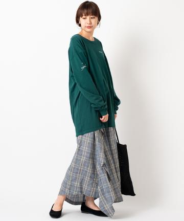 アシメチェックフリルスカート