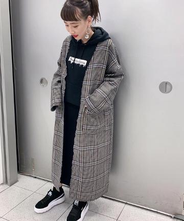 Wフェイスノーカラーコート