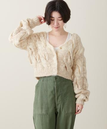 アルパカモヘアハンドカーディガン
