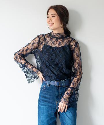 チュールレースブラウス