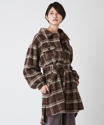 チェックボリュームコート