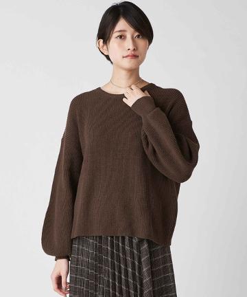 畦袖ボリュームニット