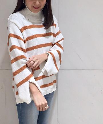 ボーダーボリュームニット