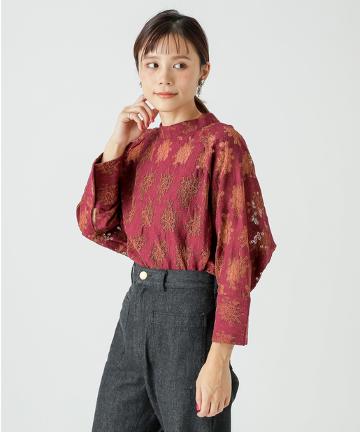 【Omekashi】ドルマンハイネックレースブラウス